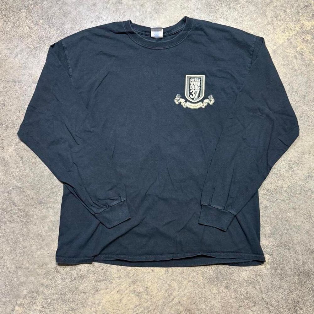 Gildan Men's Black and Navy T-shirt‎